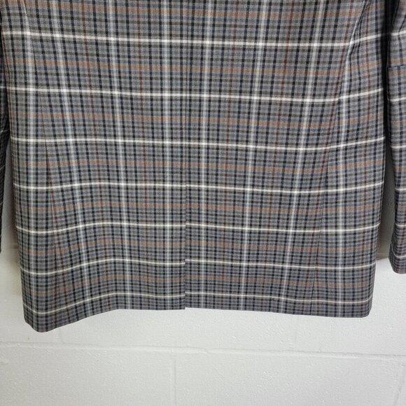 Tibi Blazer Womens 0 Gabe Check Cutout Menwear Wool Oversized Career Workwear - Picture 8 of 14